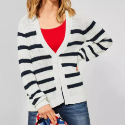 TAPE YARN STRIPE CARDIGAN - CECIL FEMME - CECIL - FEMME - Pulls, sweats et gilets - 7564