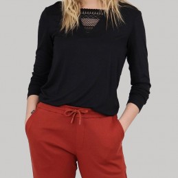 TOP FLUIDE EMPIECEMENT DENTELLE - OXBOW - FEMME - Tops, t-shirts - 9992